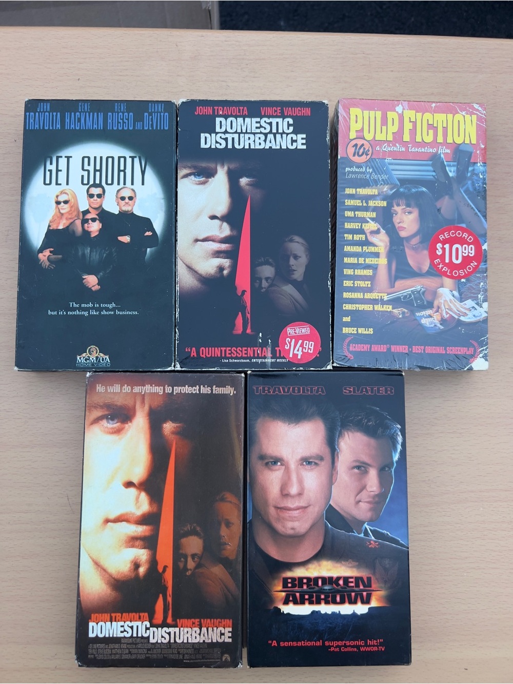 John Travolta VHS Movies Lot Of 5/Pulp Fiction,Domestic Disturbance,Get Shorty..